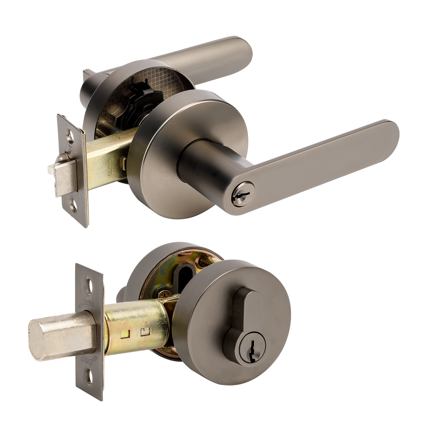 Zanda Sceptre Door Handle Lever Combination Set Graphite Nickel