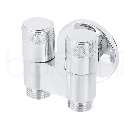 Baiachi Shattaf Twin Mini Cistern Stop Stainless Steel Quarter Turn with Backflow Valve Chrome