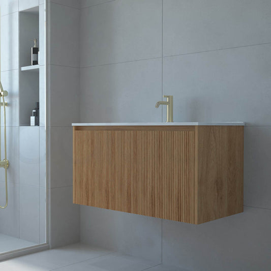 Baiachi Clermont 900 Fluted Timber Bathroom Vanity Wall Hung Cabinet
