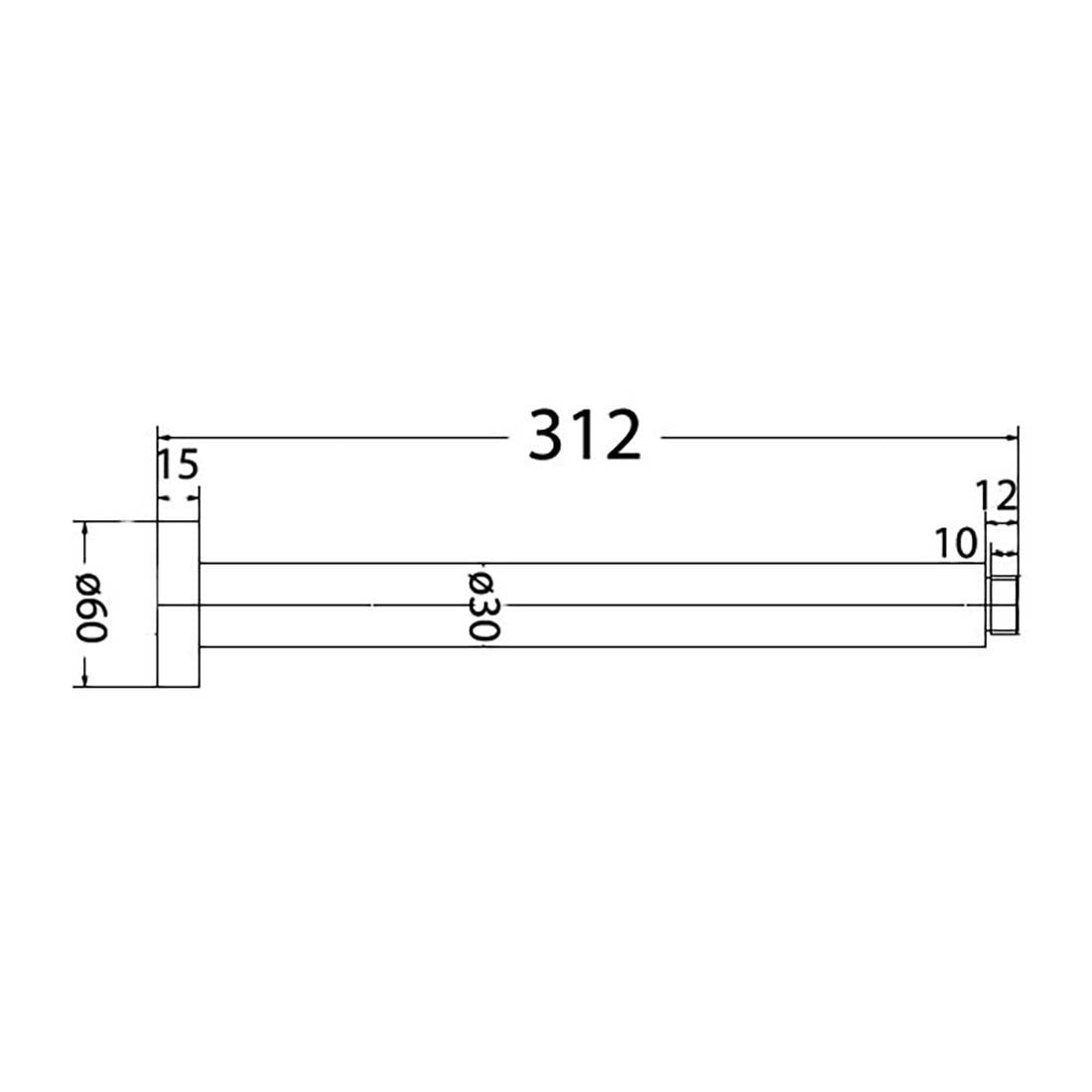 Round Ceiling Shower Arm 300mm Brushed Copper