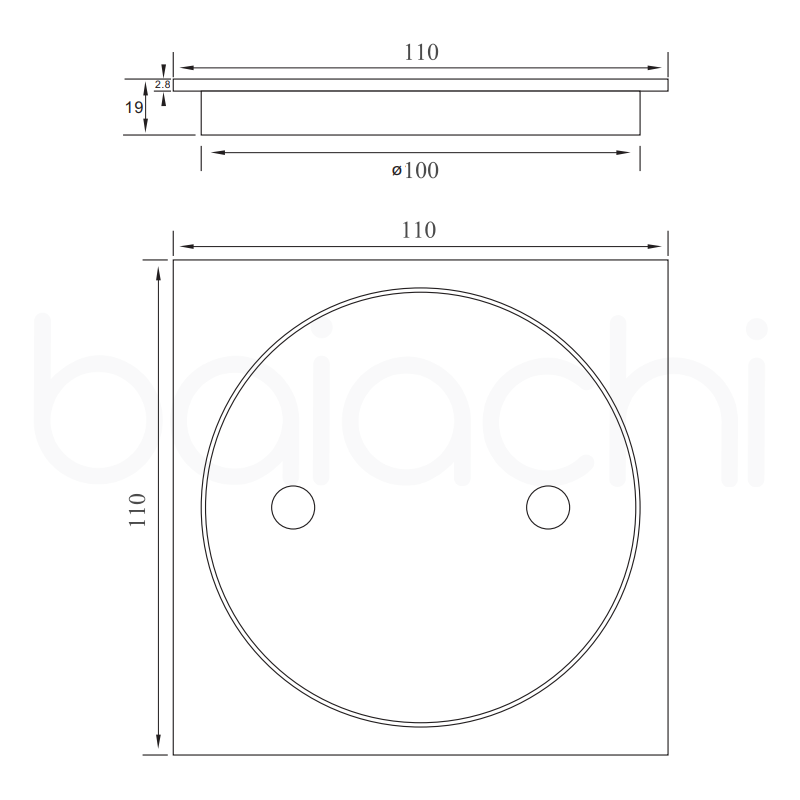 Baiachi Bathroom 100mm Clear Out Floor Waste Chrome