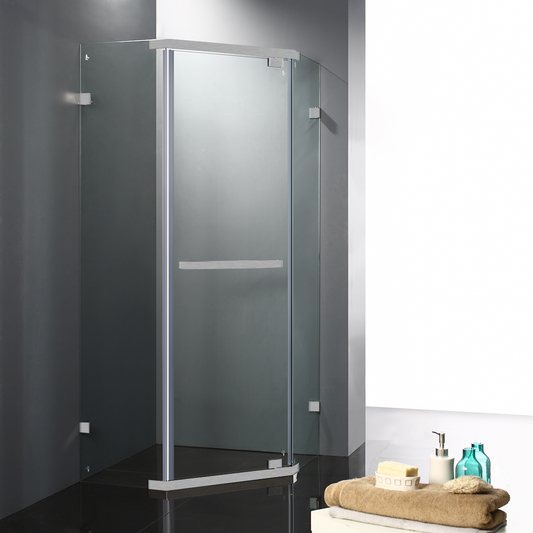 Frameless shower screen 1000x1000mm Diamond Brushed Nickel
