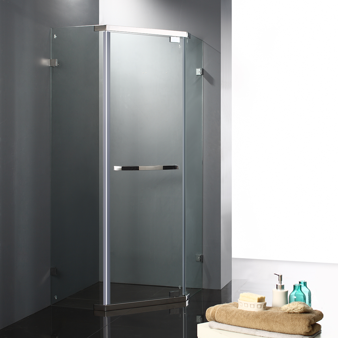 Frameless Shower Screen 900x900mm Diamond Chrome
