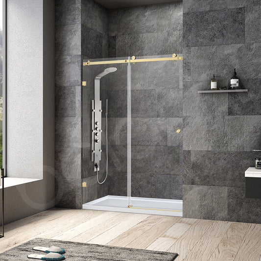 Frameless Wall to Wall Adjustable Sliding Shower Screen 1500x2000mm PVD Brushed Gold