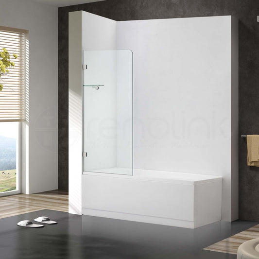 Frameless Bath Panel Shower Screen 700x1450mm Brushed Nickel