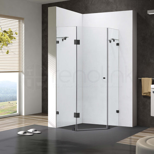 Frameless Shower Screen 900x900mm Diamond Matte Black