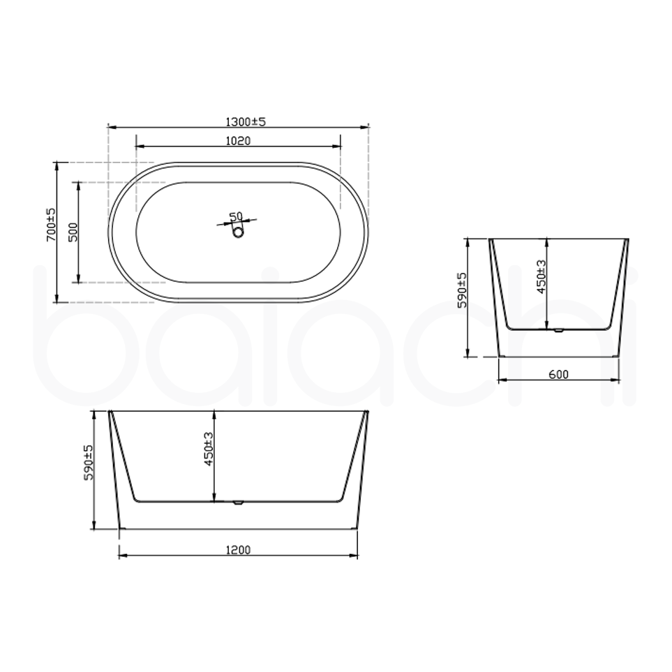 Baiachi Oval 1300 Freestanding Bath MK2