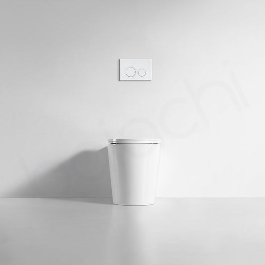 Ballina Rimless In Wall Toilet Suite with Round Chrome Flushing Buttons