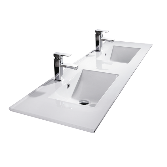 Bathroom Vanity White Ceramic Thin Edge Double Basin - 120ED