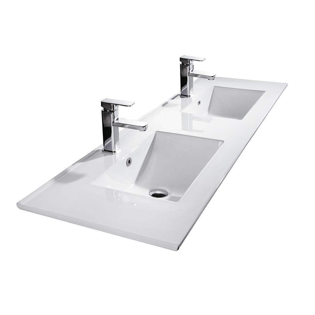 Bathroom Vanity White Ceramic Thin Edge Double Basin - 120ED