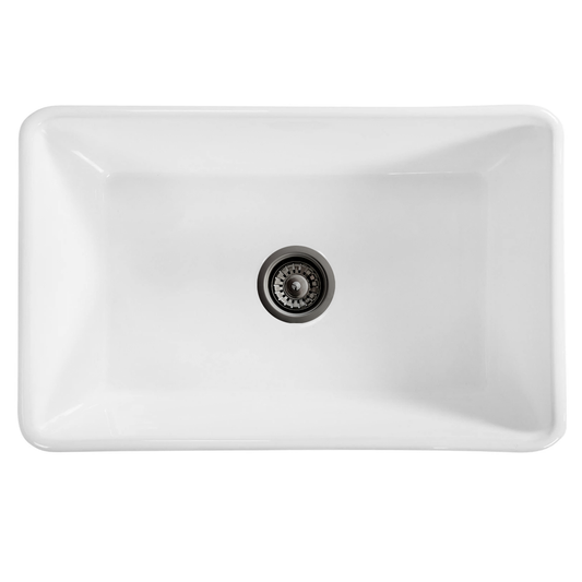 Baiachi 765X455X255mm Butler Farmhouse Fireclay Kitchen Laundry Sink Gun Metal Waste