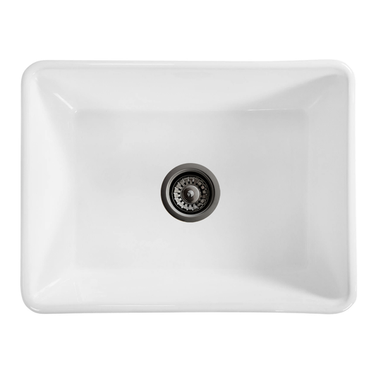Baiachi 605X455X255mm Butler Farmhouse Fireclay Kitchen Laundry Sink Gun Metal Waste