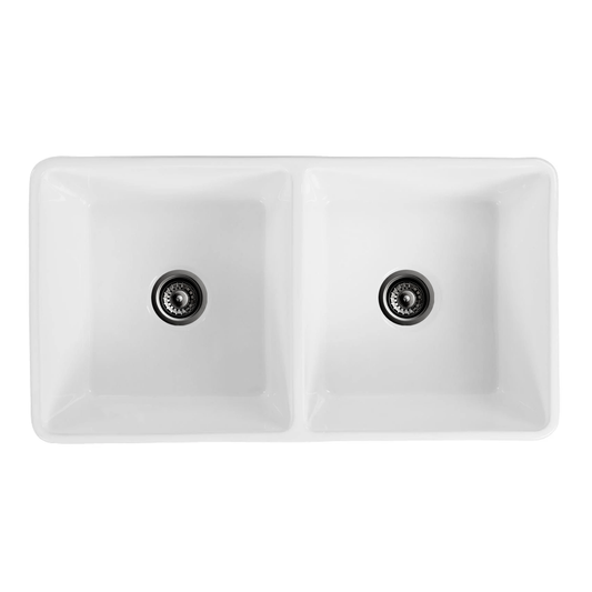 Baiachi 845X455X255mm Butler Farmhouse Fireclay Kitchen Laundry Sink Gun Metal Waste