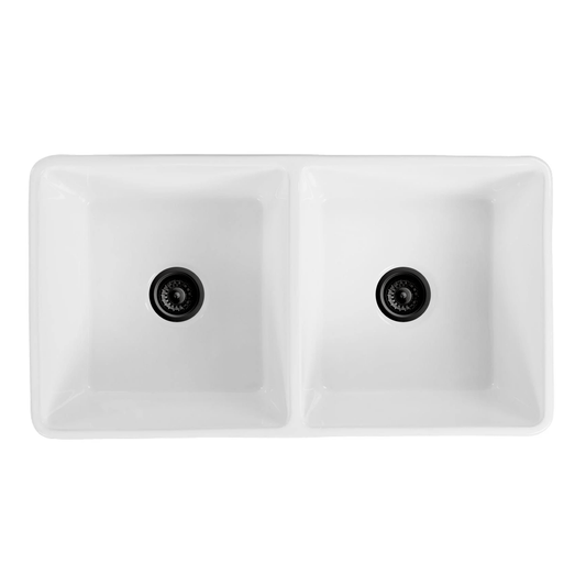 Baiachi 845X455X255mm Butler Farmhouse Fireclay Kitchen Laundry Sink Matte Black Waste