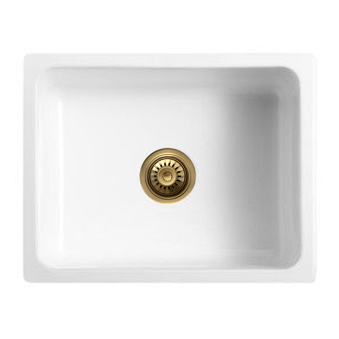Baiachi 600X470X254mm Butler Farmhouse Kitchen Laundry Ceramic Sink Brushed Gold Waste