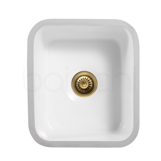 Baiachi Ceramic Kitchen and Laundry Sink Undermount Brushed Gold Waste