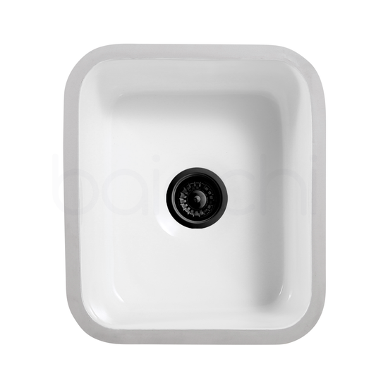 Baiachi Ceramic Kitchen and Laundry Sink Undermount Matte Black Waste