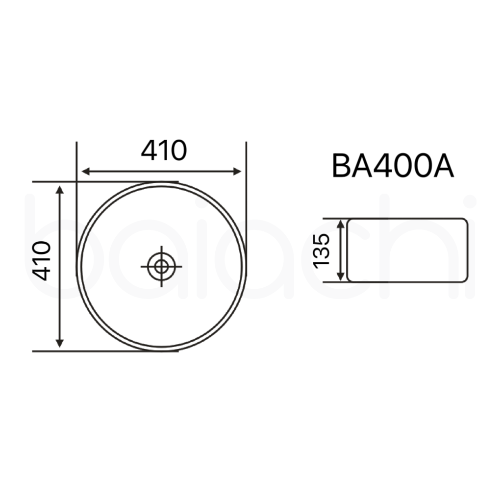 Baiachi 410mm Ceramic Above Counter Basin White