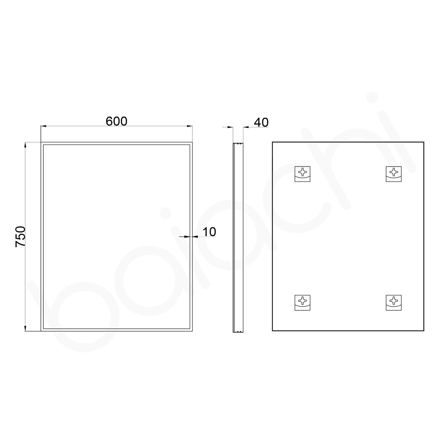 Baiachi Eden Square 600mmx750mm Frame Mirror Brushed Silver