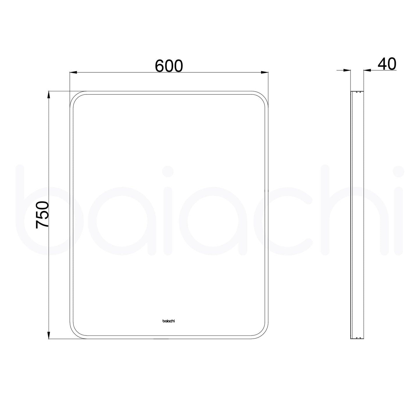 Baiachi Eden Square 600mmx750mm Frame Mirror Gun Metal