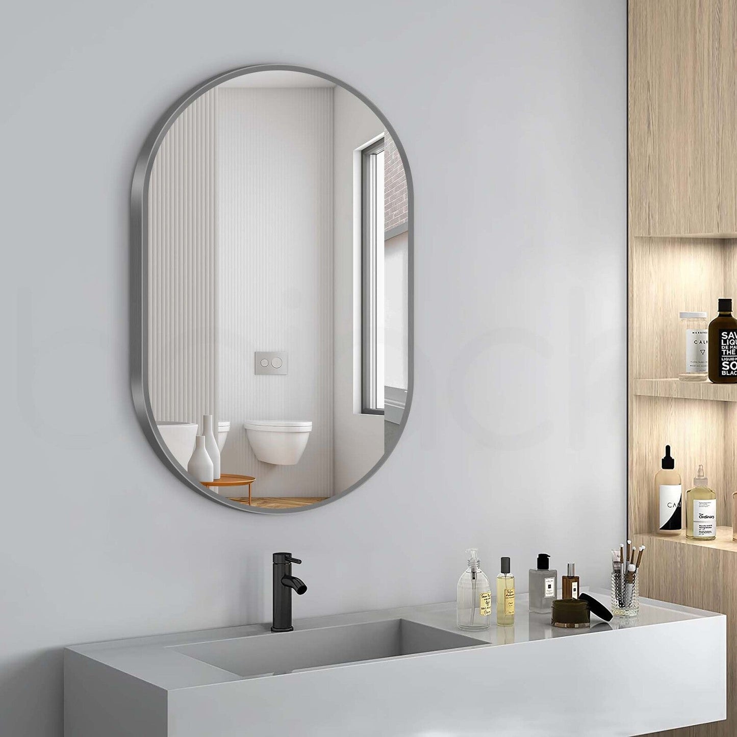 Baiachi Oval 600mmx900mm Frame Mirror Gun Metal