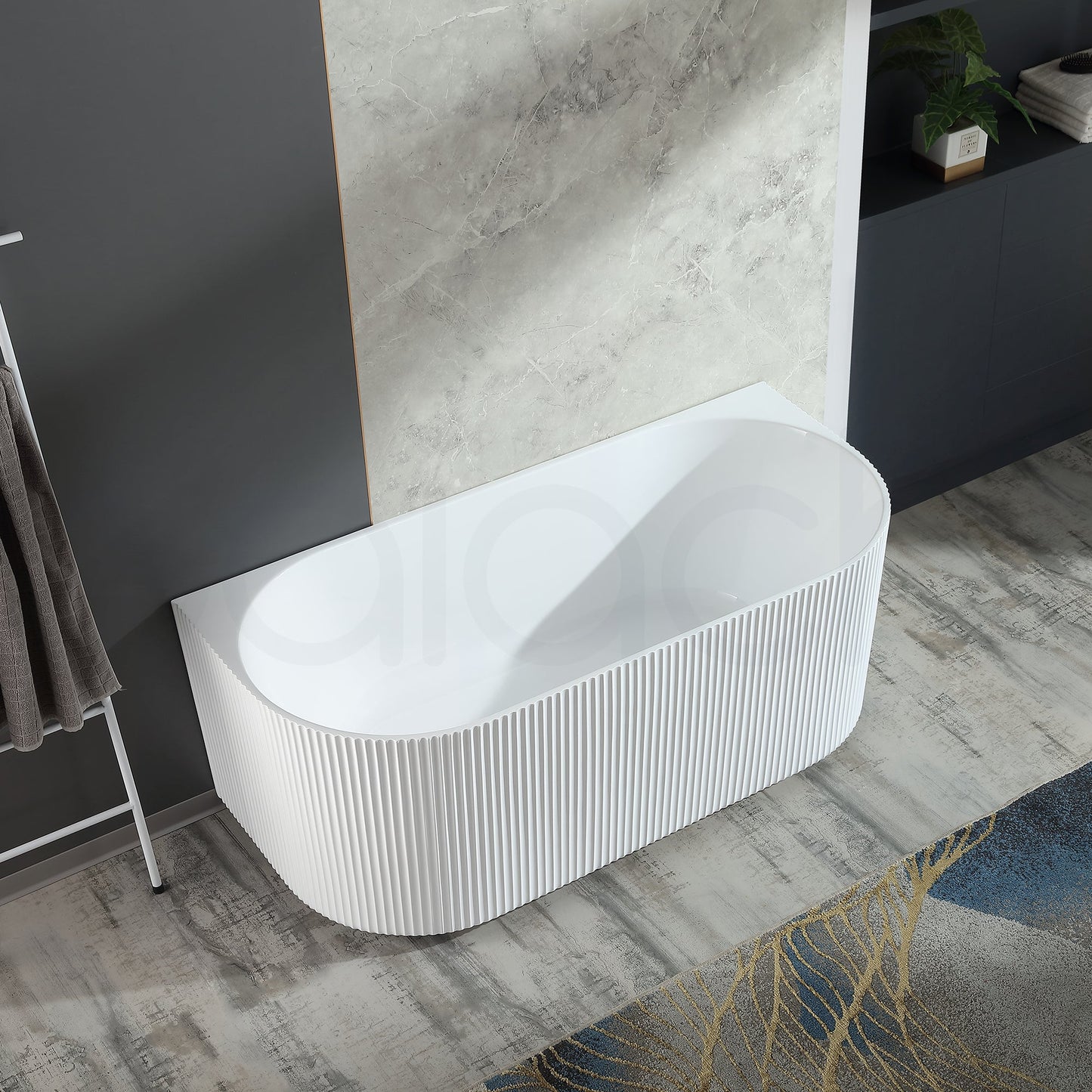 Baiachi Clara 1700 Fluted Back To Wall Freestanding Bath MK2