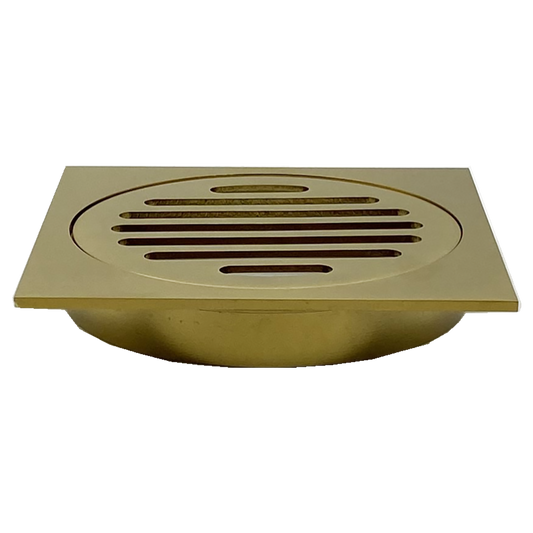 110X110mm Brushed Gold Bathroom Shower 100mm Floor Waste Drain Grate