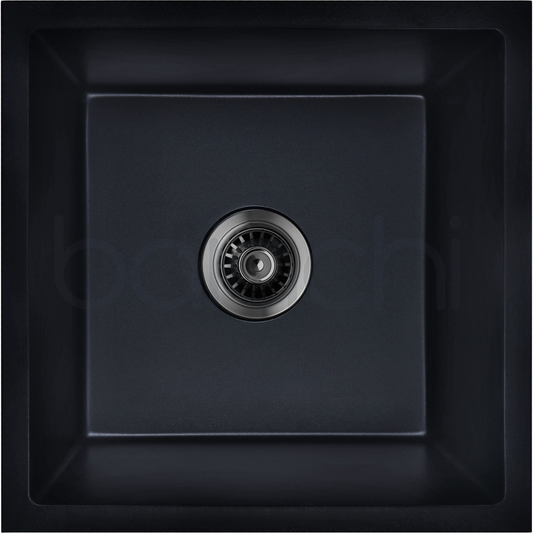 Baiachi Single Bowl Granite Kitchen Sink Black with Gun metal Waste