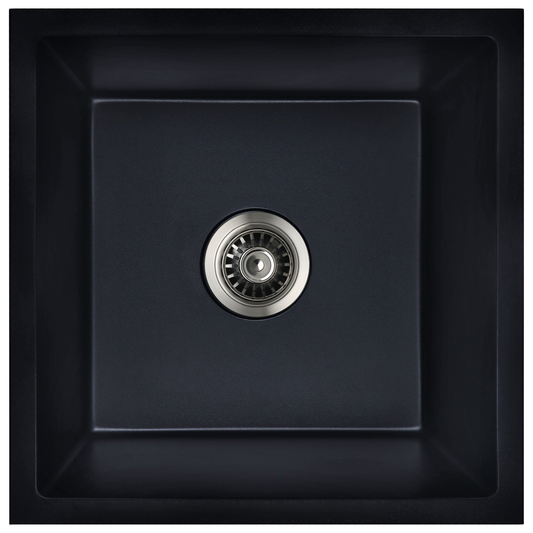 Baiachi Single Bowl Granite Kitchen Sink Black With Stainless Steel Waste