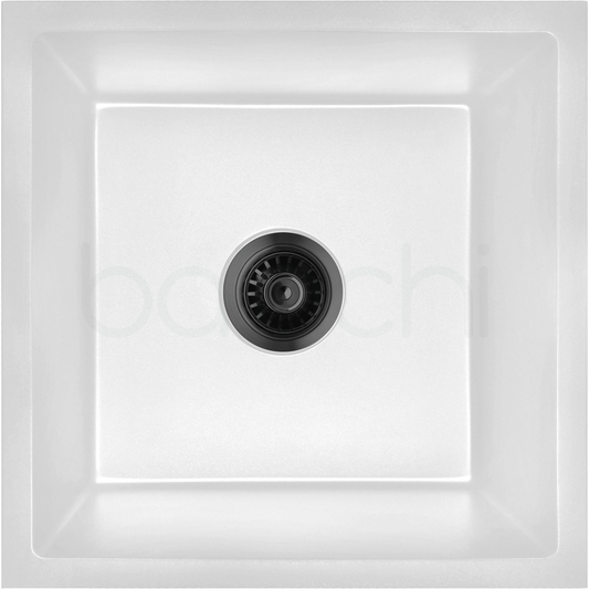 Baiachi Single Bowl Granite Kitchen Sink White with Black Waste