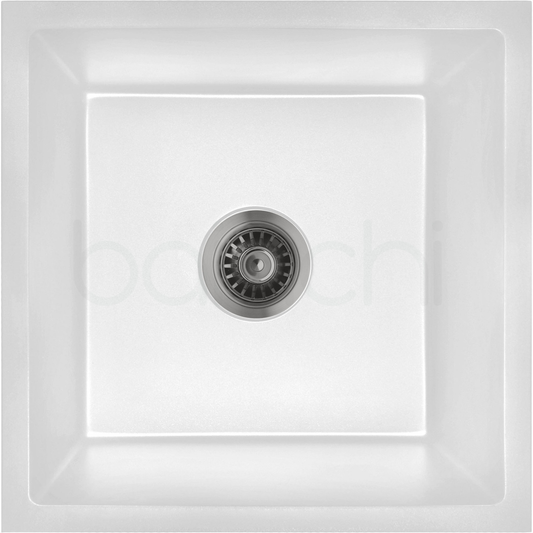 Baiachi Single Bowl Granite Kitchen Sink White with Gun metal Waste