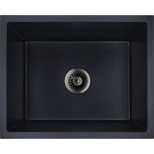 Baiachi Single Bowl Granite Kitchen Sink Black with Gun metal Waste