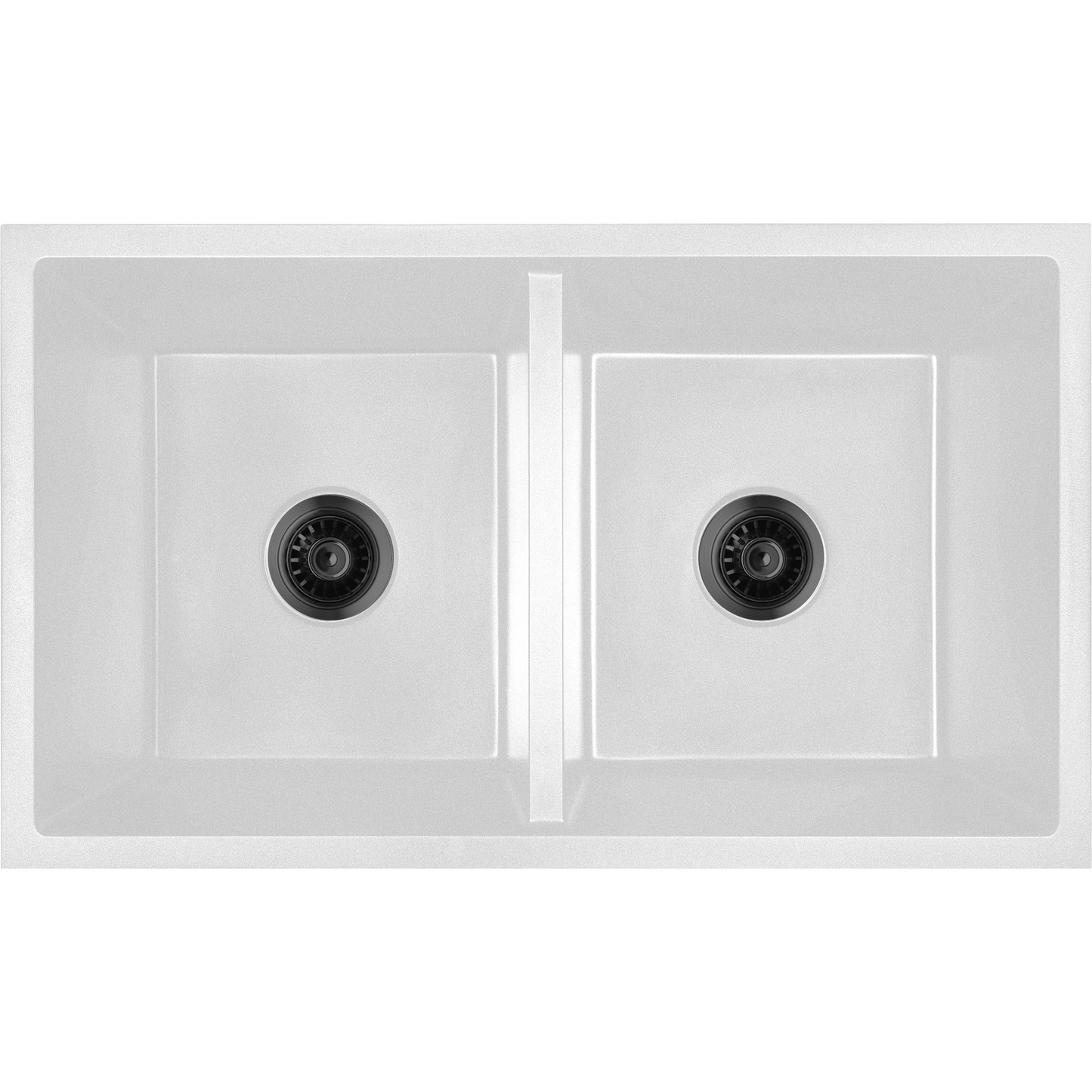 Baiachi Double Bowl Granite Kitchen Sink White with Black Waste