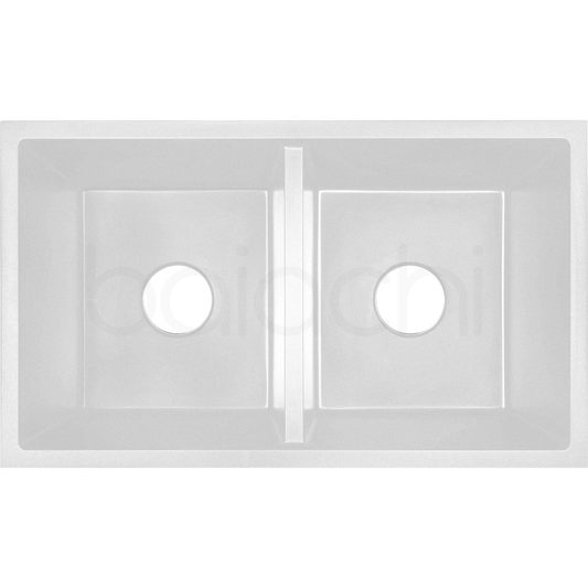Baiachi Double Bowl Granite Kitchen Sink White