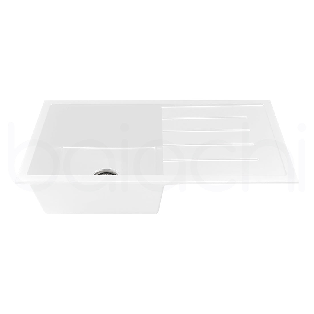 Baiachi 860 x 450 Single Bowl and Drainer Granite Kitchen Sink White