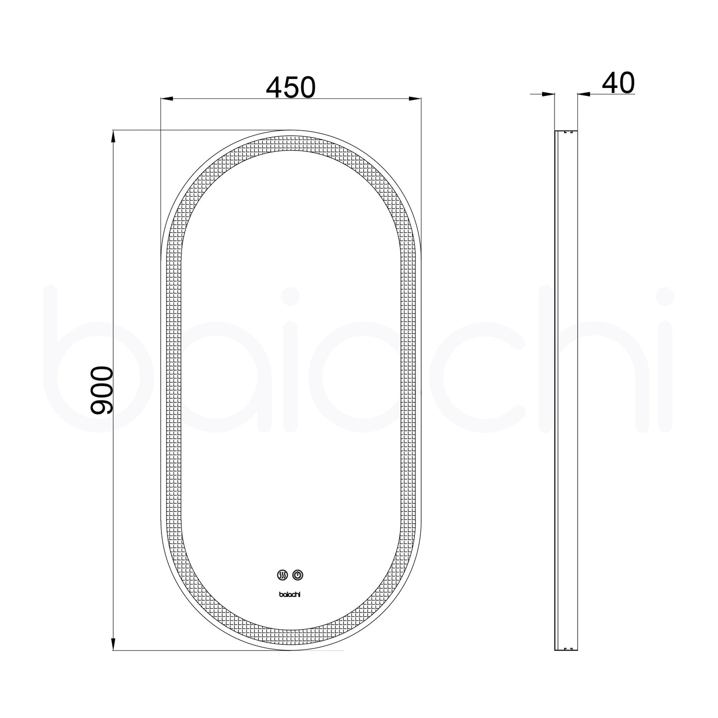 Baiachi Cora LED Oval 450mmx900mm Frame Mirror Brushed Gold