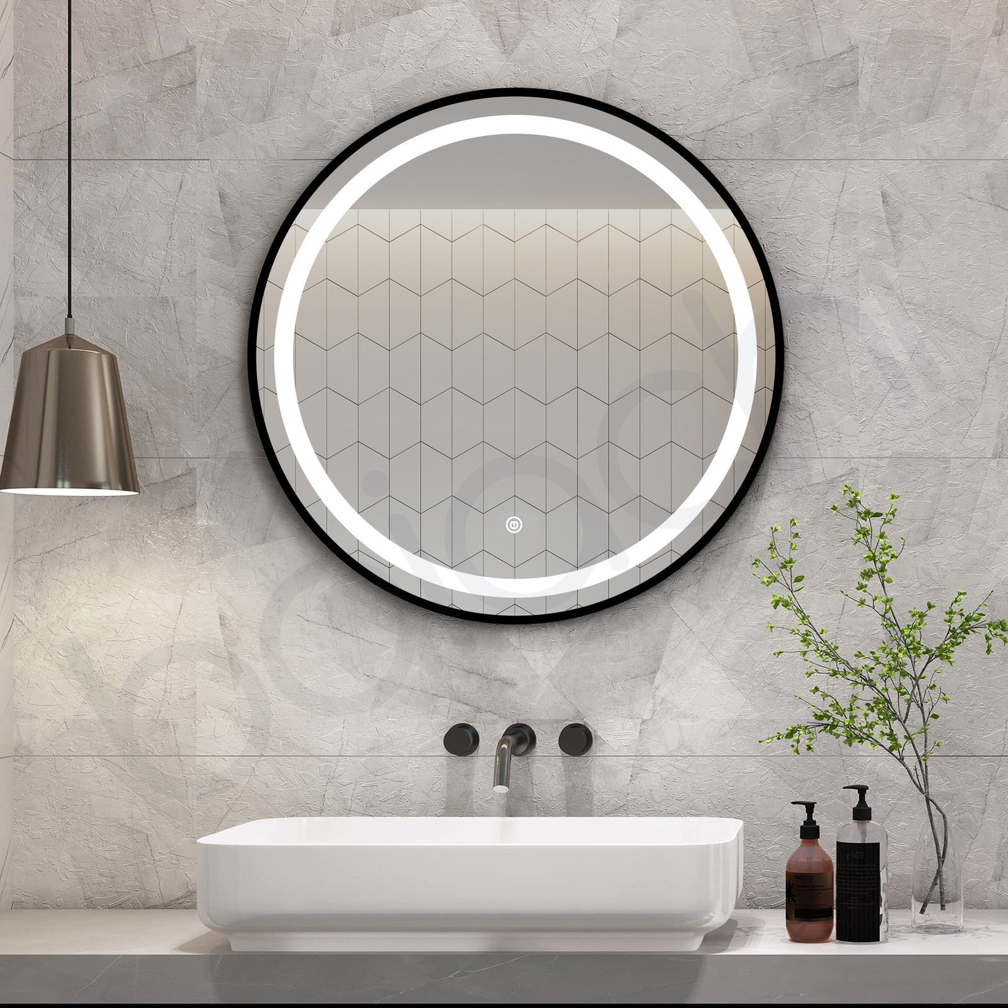 Baiachi Otus LED Round 600mm Frame Mirror Matte Black