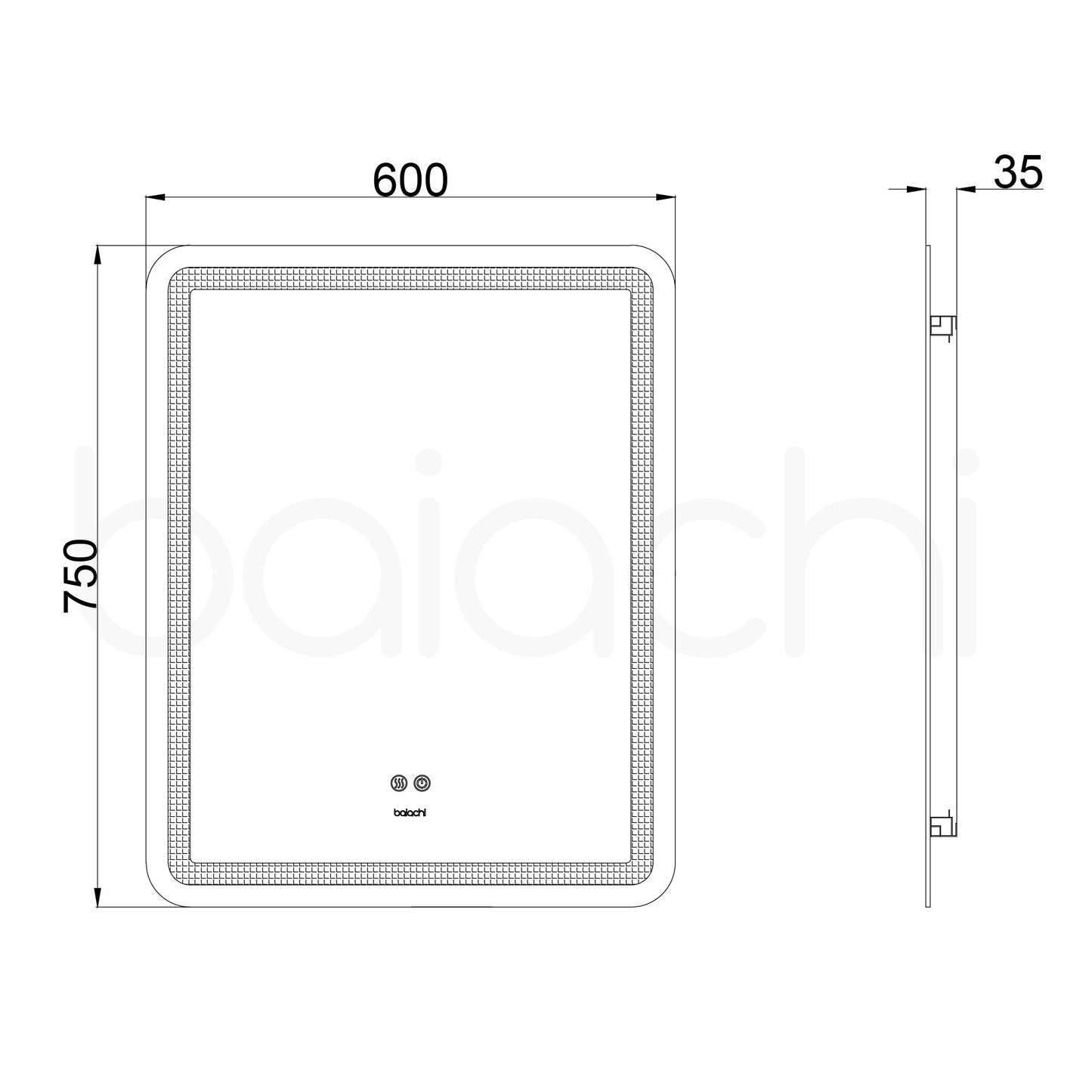 Baiachi LED Square 600x750mm Backlit Anti-Fog Mirror