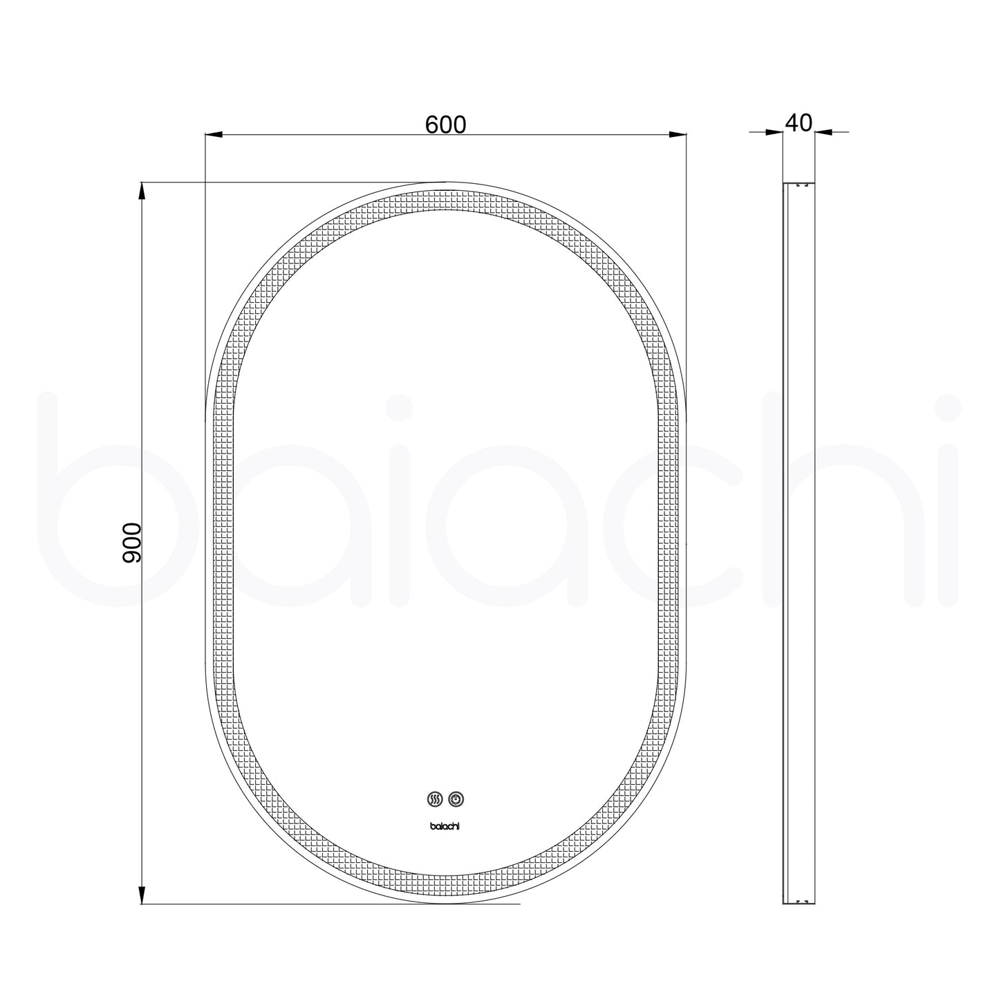 Baiachi Cora LED Oval 600mmx900mm Frame Mirror Brushed Gold