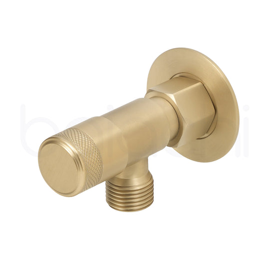 Baiachi Shattaf Loose Nut Mini Cistern Stop Stainless Steel Quarter Turn with Backflow Valve PVD Brushed Gold
