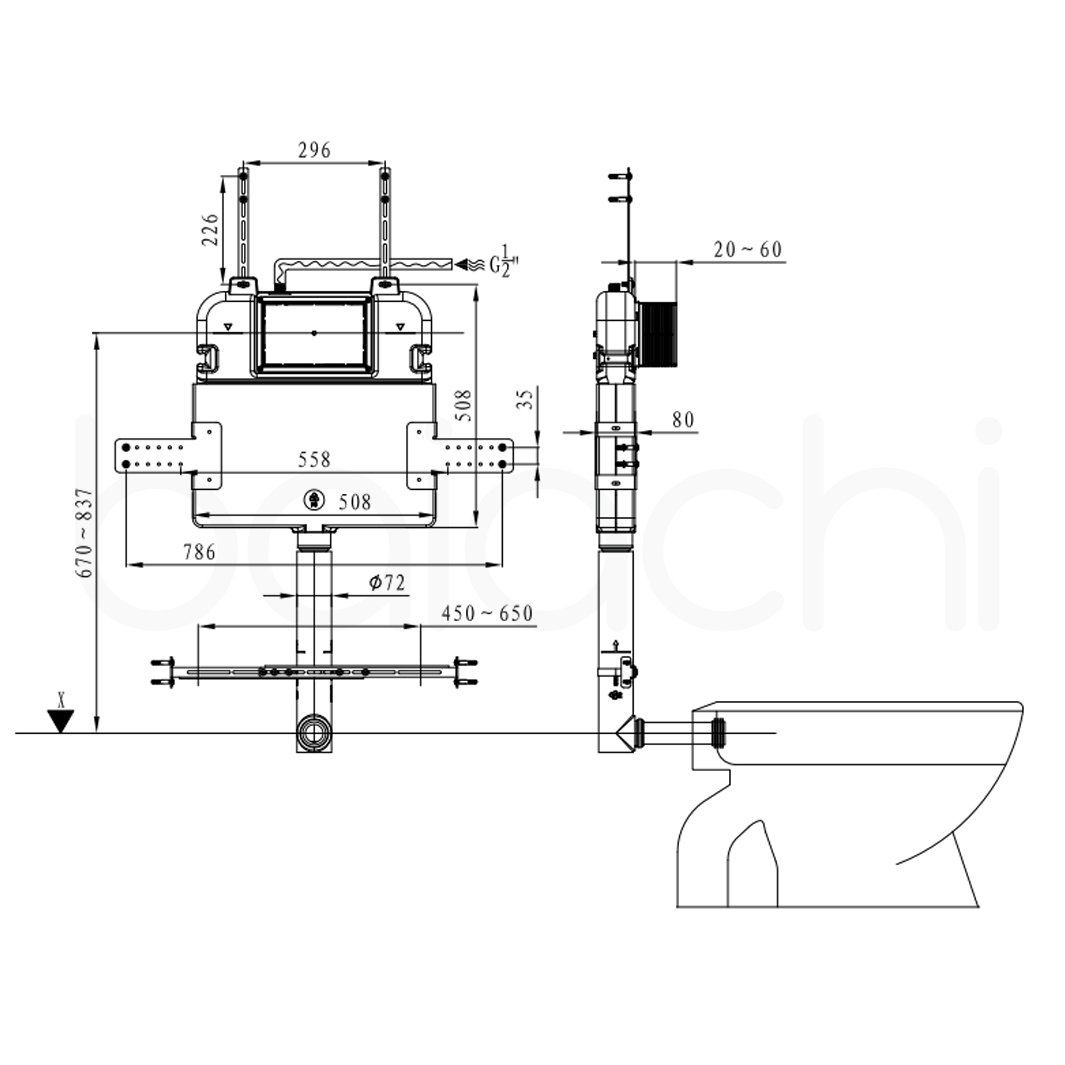 Baiachi R&T In-Wall Cistern Stud Fixing Brackets G3003