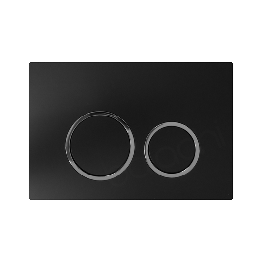 Round In-Wall Toilet Dual Flushing Buttons Matte Black Chrome Ring