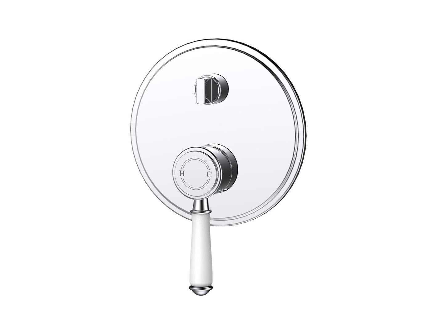 Ikon Clasico Ceramic Handle Wall Mixer With Diverter Chrome