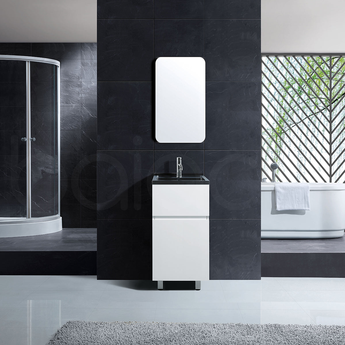 Baiachi 39L PVC Water Proof Laundry Cabinet Stainless Steel Handmade Sink 600*400*870mm