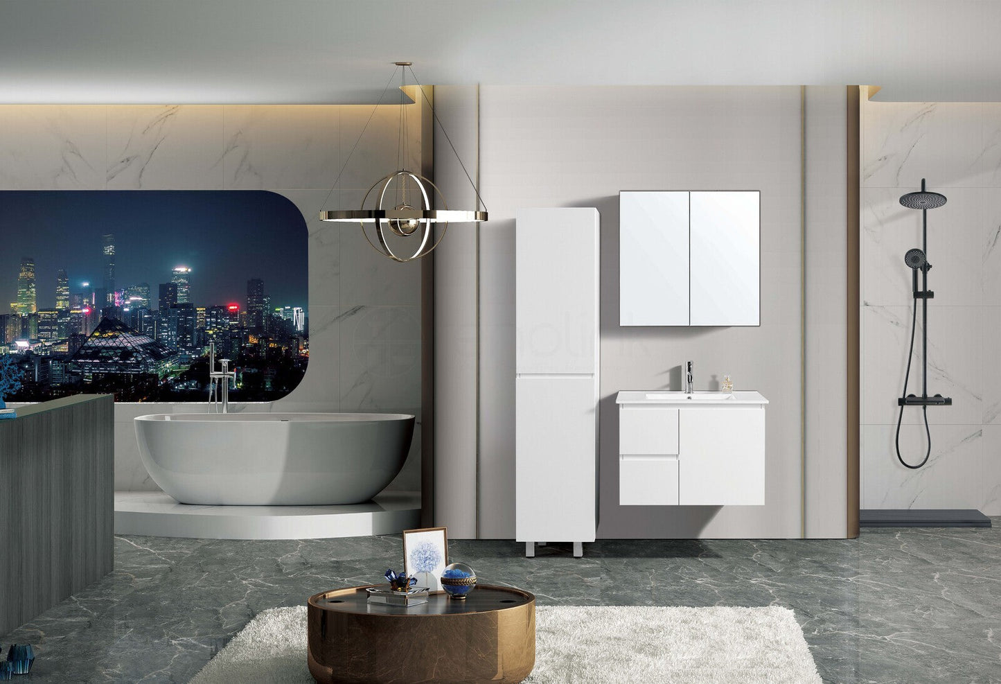 Ivana 750mm PVC Water Proof Wall Hung Bathroom Vanity Left Drawers Cabinet