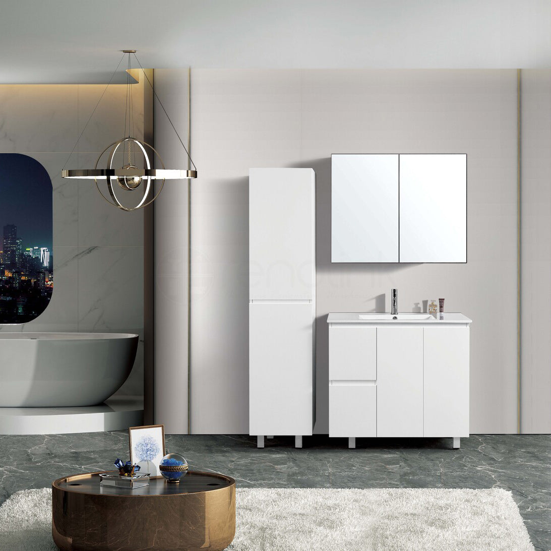 Ivana 900mm PVC Water Proof Bathroom Vanity Left Drawers Cabinet