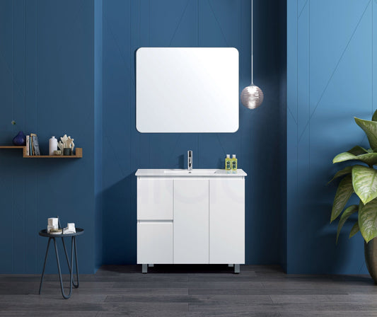 Lucena 900mm Slim Left Drawer PVC Water Proof Bathroom Vanity Cabinet