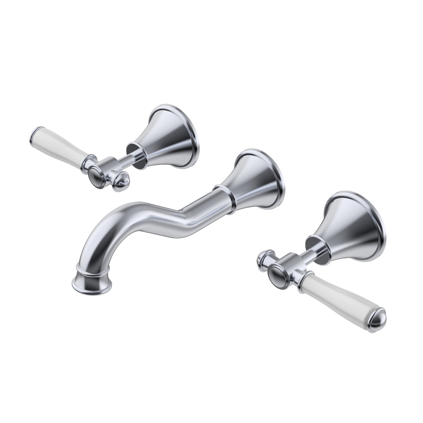 Ikon Clasico Bath Set Ceramic Handle Chrome