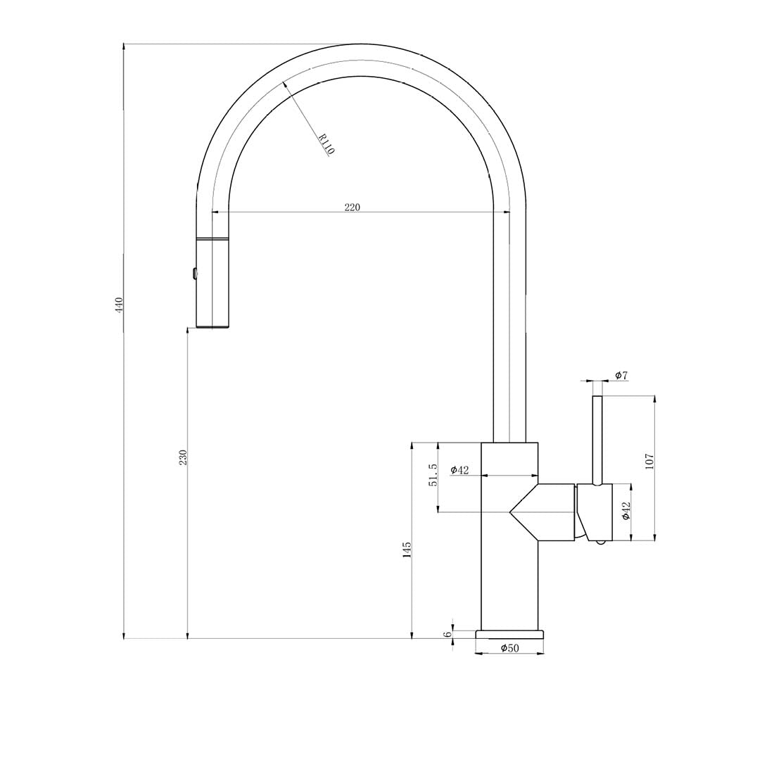 Otus Slimline Pull-Out Kitchen And Laundry Sink Mixer Brushed Copper