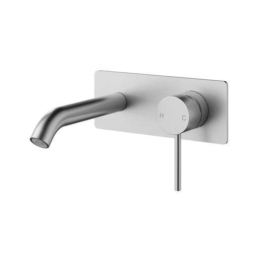 Otus Slimline SS Wall Basin Mixer Brushed Nickel
